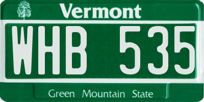 VT license plate WHB535