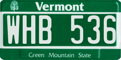 VT license plate WHB536