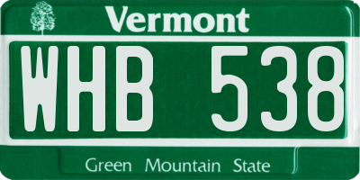 VT license plate WHB538