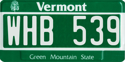 VT license plate WHB539