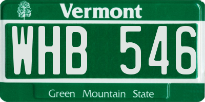 VT license plate WHB546