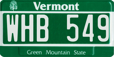 VT license plate WHB549