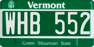 VT license plate WHB552