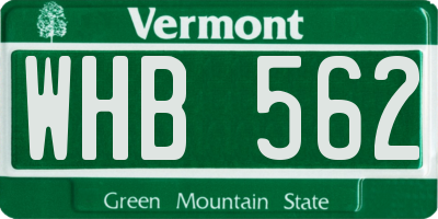 VT license plate WHB562