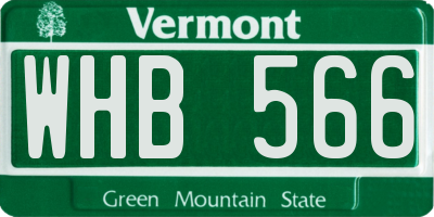 VT license plate WHB566
