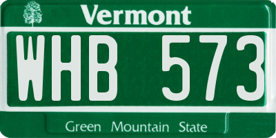 VT license plate WHB573