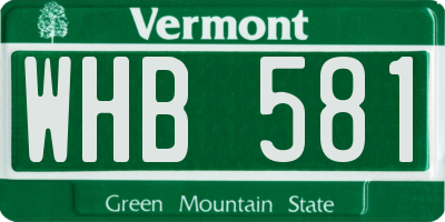 VT license plate WHB581