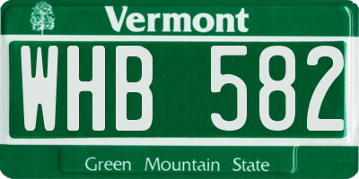 VT license plate WHB582