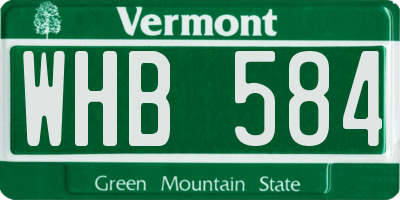 VT license plate WHB584