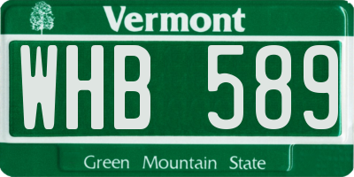 VT license plate WHB589