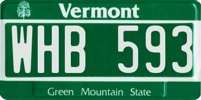 VT license plate WHB593