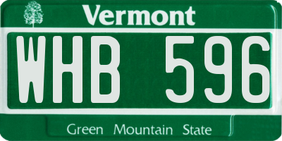 VT license plate WHB596
