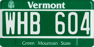 VT license plate WHB604
