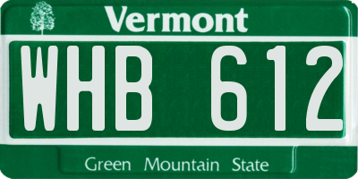 VT license plate WHB612