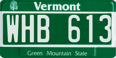 VT license plate WHB613