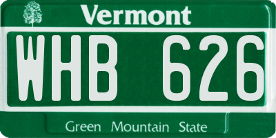 VT license plate WHB626
