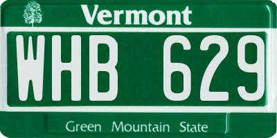 VT license plate WHB629