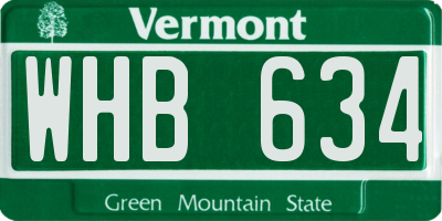 VT license plate WHB634
