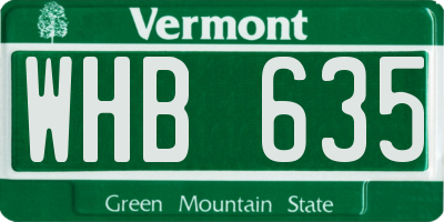 VT license plate WHB635