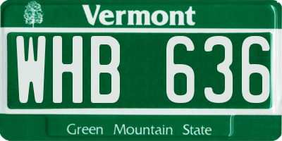 VT license plate WHB636