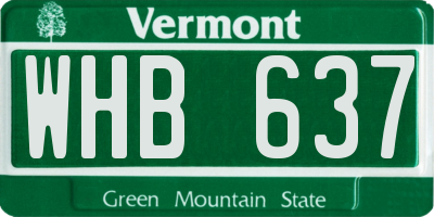VT license plate WHB637