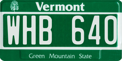 VT license plate WHB640