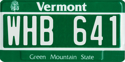 VT license plate WHB641
