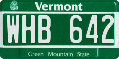 VT license plate WHB642