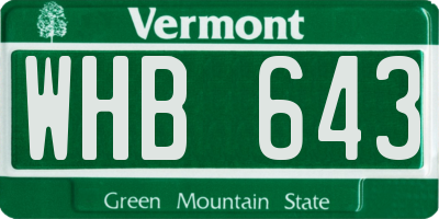 VT license plate WHB643