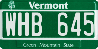 VT license plate WHB645