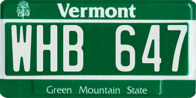 VT license plate WHB647