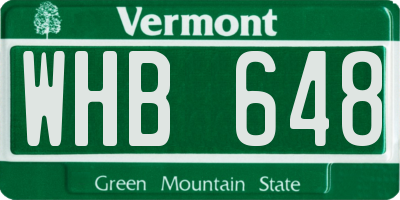 VT license plate WHB648