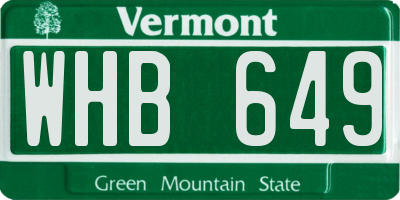 VT license plate WHB649