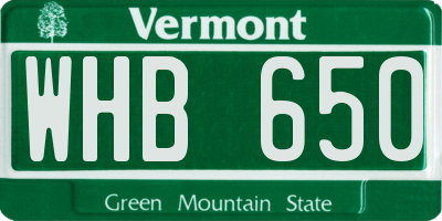 VT license plate WHB650