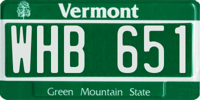 VT license plate WHB651