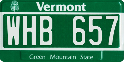 VT license plate WHB657