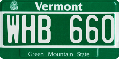 VT license plate WHB660