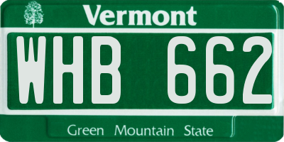 VT license plate WHB662