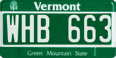 VT license plate WHB663