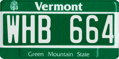 VT license plate WHB664
