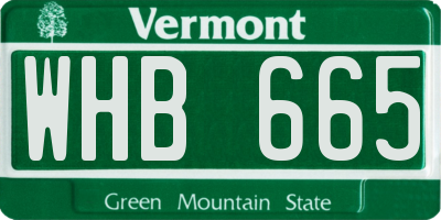VT license plate WHB665