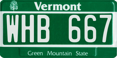 VT license plate WHB667