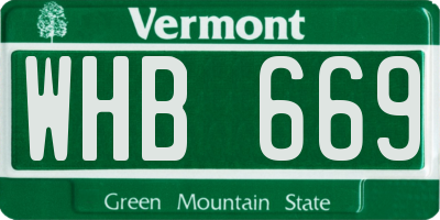 VT license plate WHB669