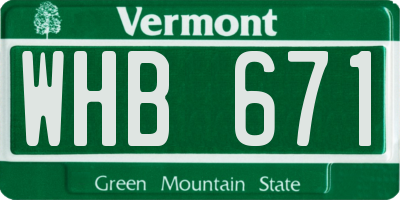 VT license plate WHB671