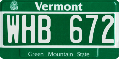 VT license plate WHB672