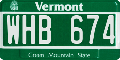 VT license plate WHB674