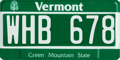 VT license plate WHB678
