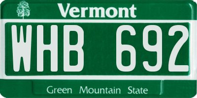 VT license plate WHB692