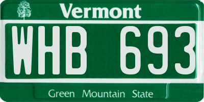 VT license plate WHB693