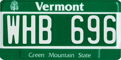 VT license plate WHB696